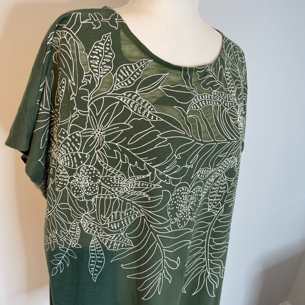 JM Collection Green & White Embroidered shirt size XXL - Picture 2 of 4